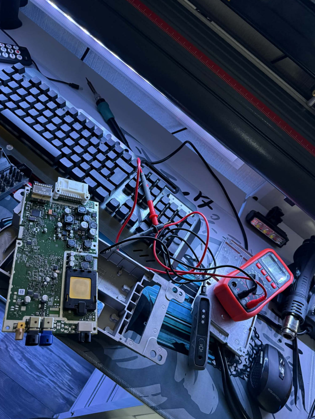 ECU circuit board testing with multimeter